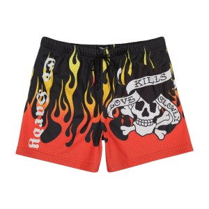 Black Ed Hardy Fire LKS Skull Mens Short | PS6742319