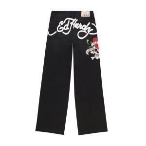 Black Ed Hardy LKS Skull Wide Leg Jean | IZ0524769