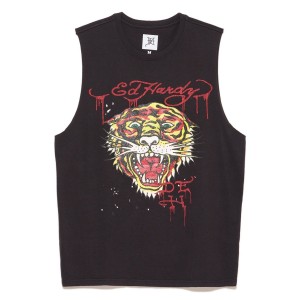 Black Ed Hardy Retro Tiger Cut Off Tee | WN7305681