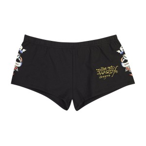 Black Ed Hardy Swallow Booty Biker Shorts | QI3647819