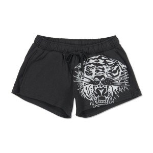 Black Ed Hardy Tiger Swallow Fleece Sweatshort | YG6412053