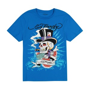 Blue Ed Hardy Skull Hat Tee | BC1945862