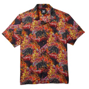 Fire Panther Ed Hardy Printed Camp Ss Shirt | XJ1807294