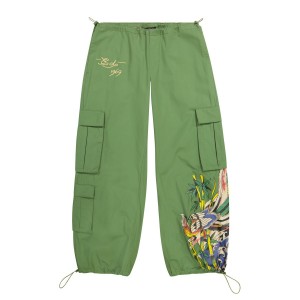 Green Ed Hardy Peacock Poplin Cargo Pants | OK4501298