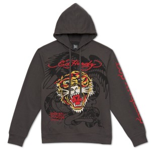 Grey Ed Hardy Retro Tiger Hoodie | ID0267543