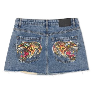 Light Acid Ed Hardy Screaming Tigers Denim Skirt | MQ9857304