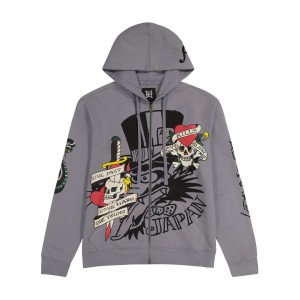 Light Grey Ed Hardy LKS Skull Hoodie | KQ9158403