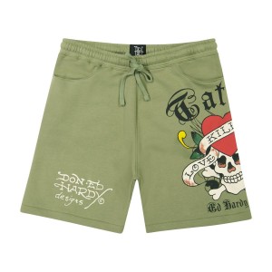 Olive Ed Hardy LKS Skull Fleece Short | GD0739415