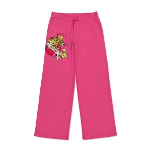 Pink Ed Hardy Tiger Crown Fleece Sweatpants | RS9753826