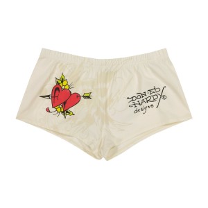 White Ed Hardy Heart Wings Booty Biker Shorts | GB1960574