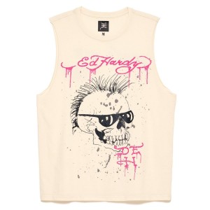 White Ed Hardy Punk Skull Cut Off Tee | FQ3748250