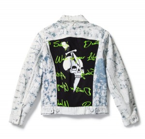 White Ed Hardy Skull Dagger Painted Denim Jacket | LZ9310458