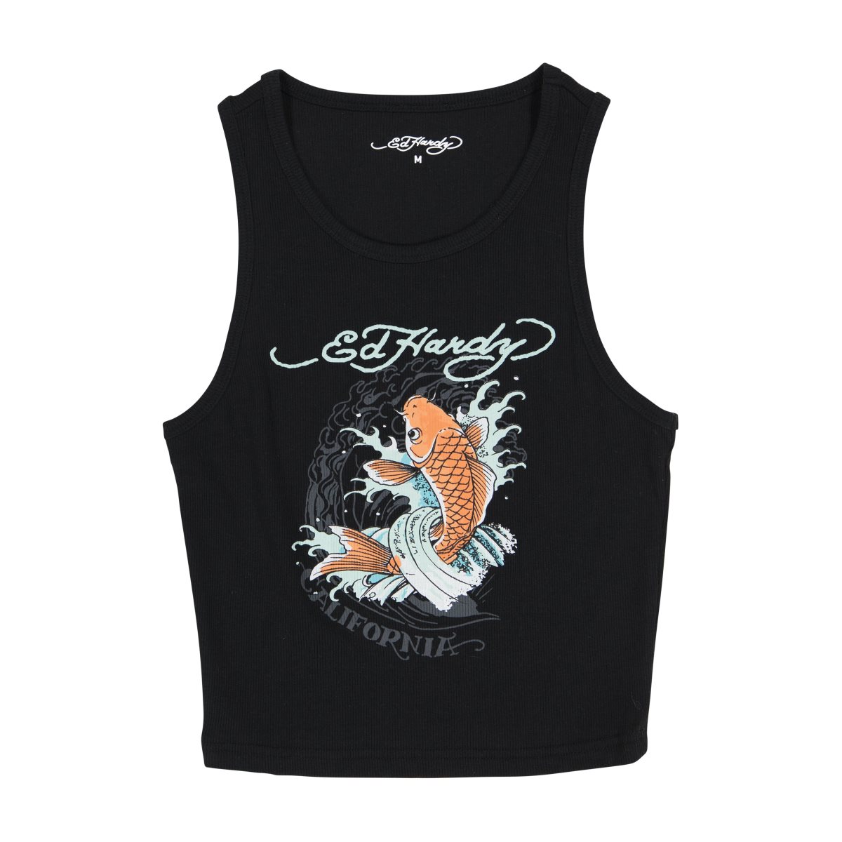 Black Ed Hardy Cali Koi Rib Tank Top | TK4257138