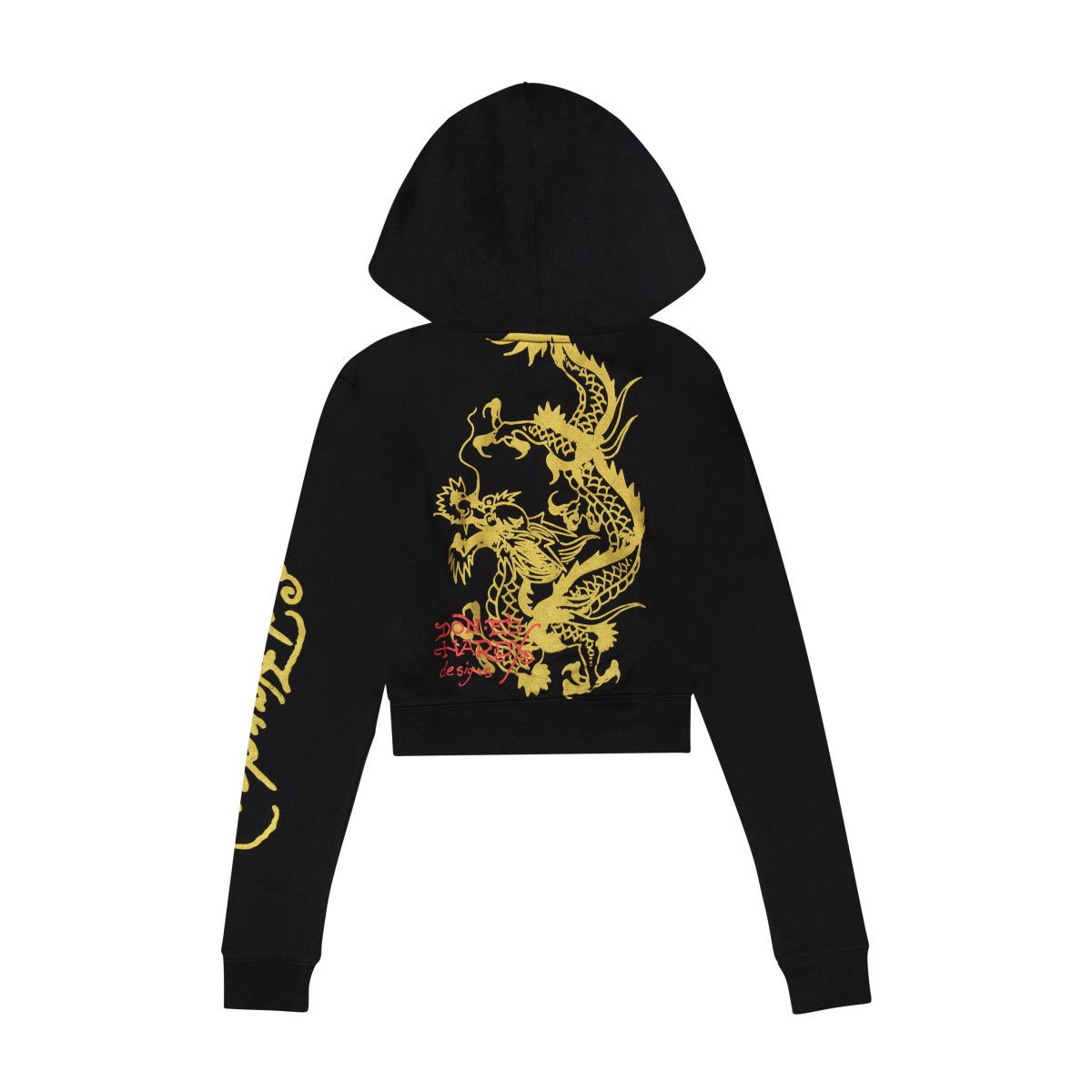 Black Ed Hardy Cropped Dragon Hoodie | PV4107365