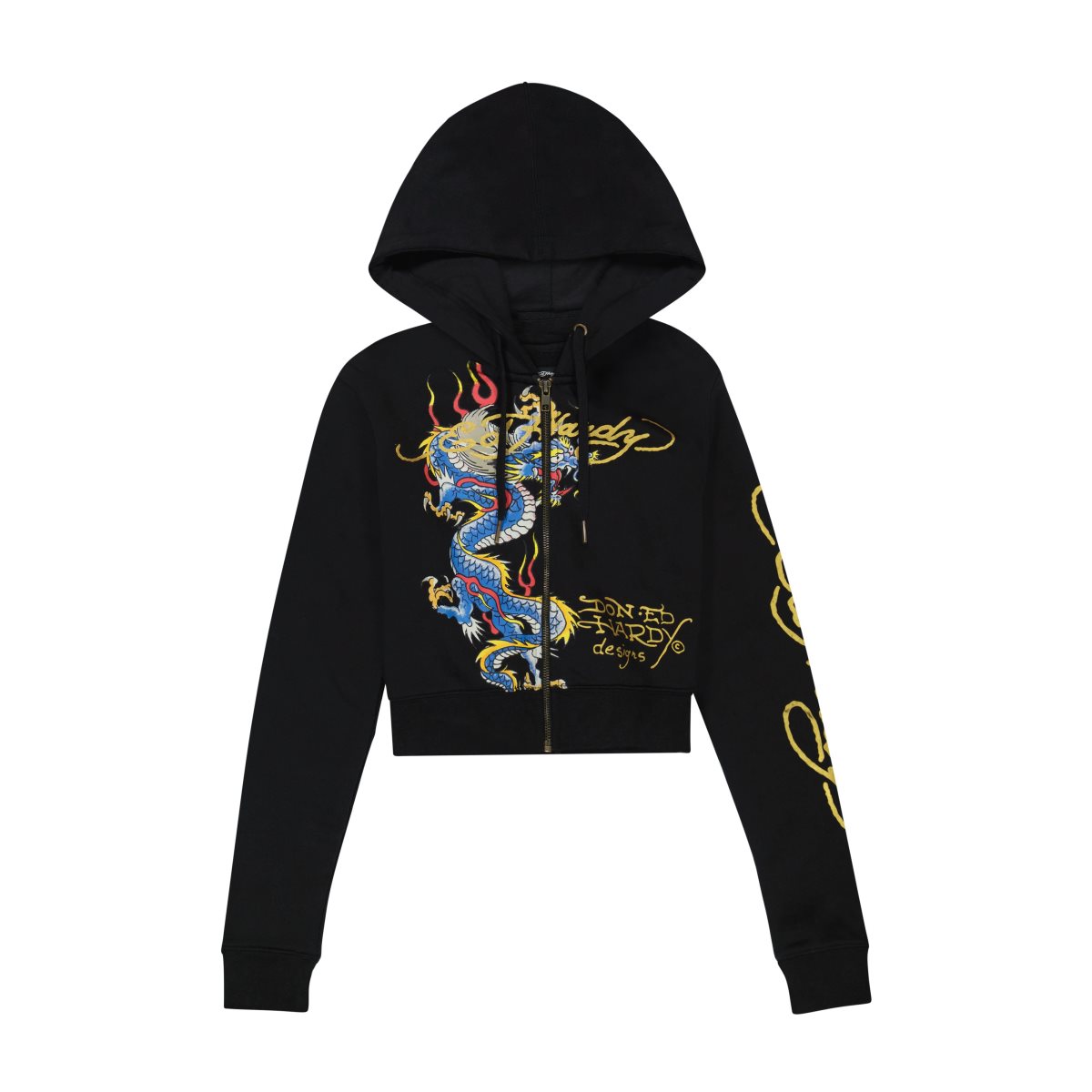 Black Ed Hardy Cropped Dragon Hoodie | PV4107365