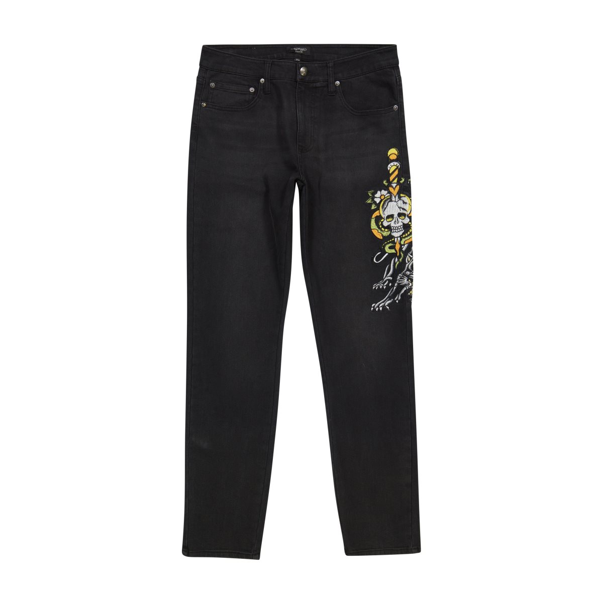 Black Ed Hardy Dagger Skull Slim Taper Jean | FU9832607