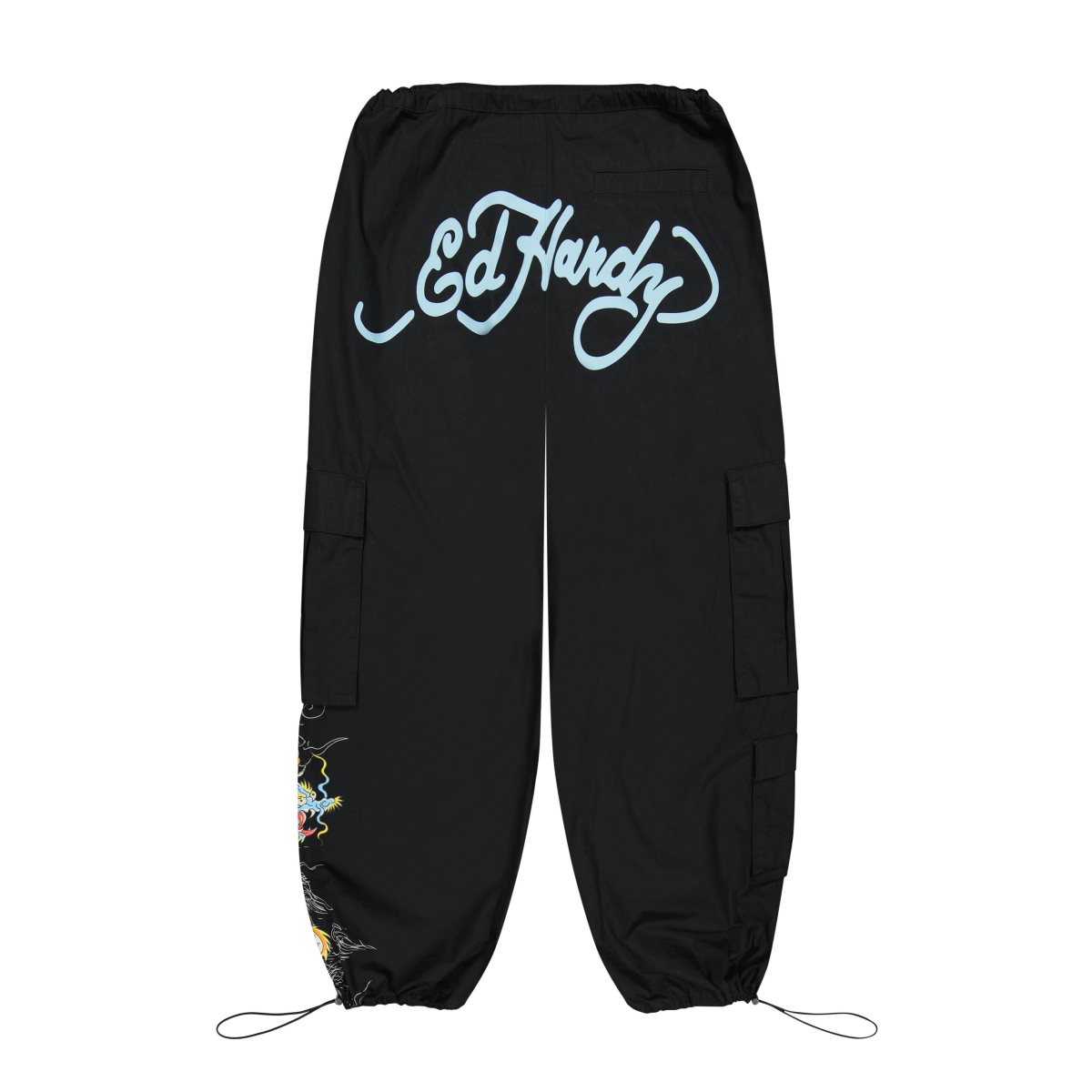 Black Ed Hardy Dragon Poplin Cargo Pants | EO3069475