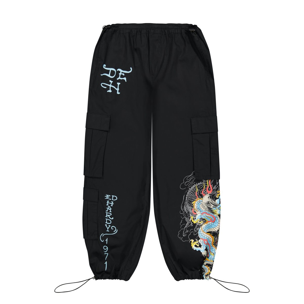 Black Ed Hardy Dragon Poplin Cargo Pants | EO3069475