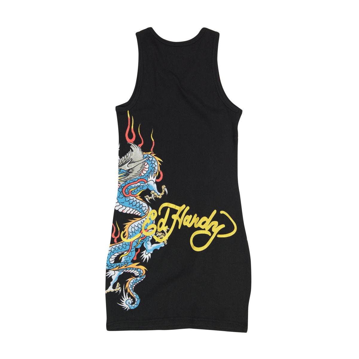 Black Ed Hardy Dragon Rib Tank Dress | HY4508139