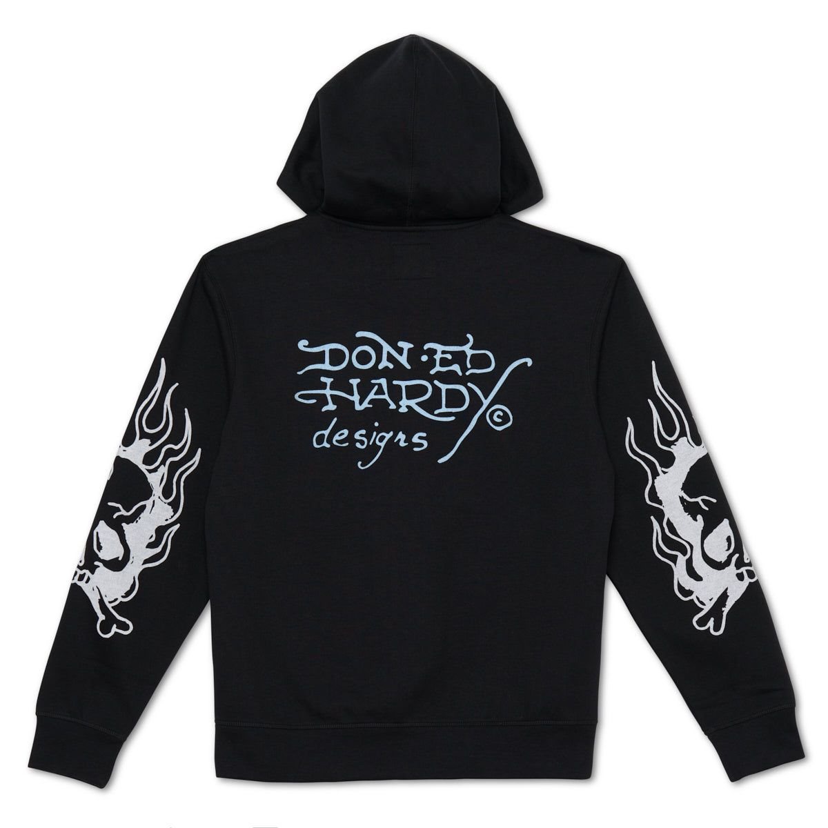 Black Ed Hardy Flaming Skull Hoodie | LA3065718