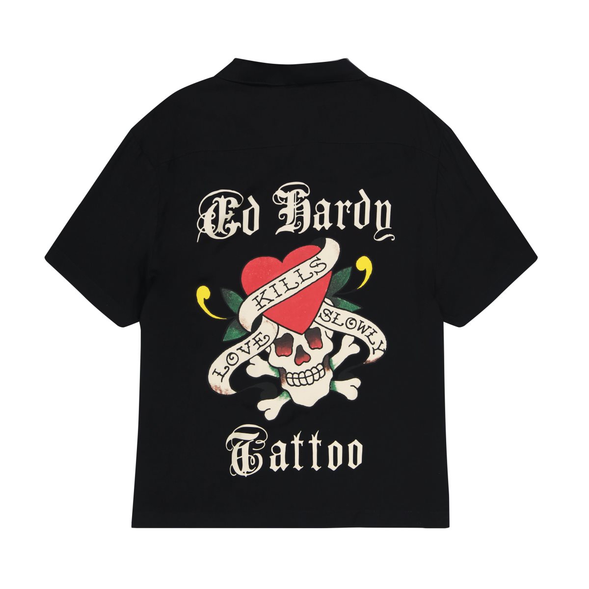 Black Ed Hardy LKS Skull Mens Camp Shirts | OB1578029