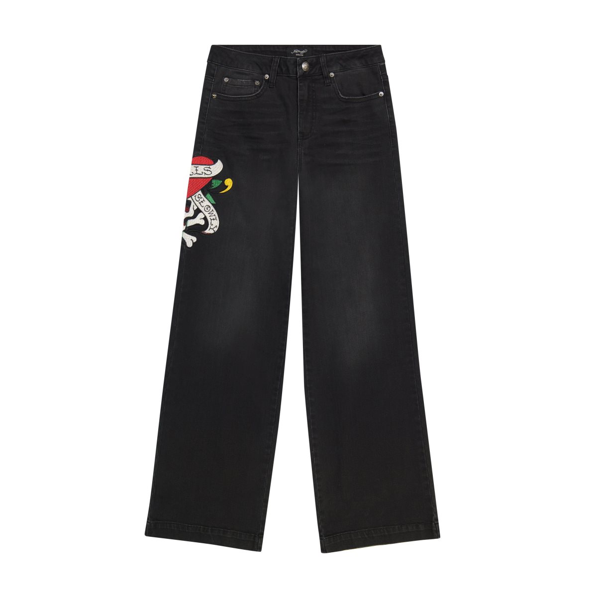 Black Ed Hardy LKS Skull Wide Leg Jean | IZ0524769