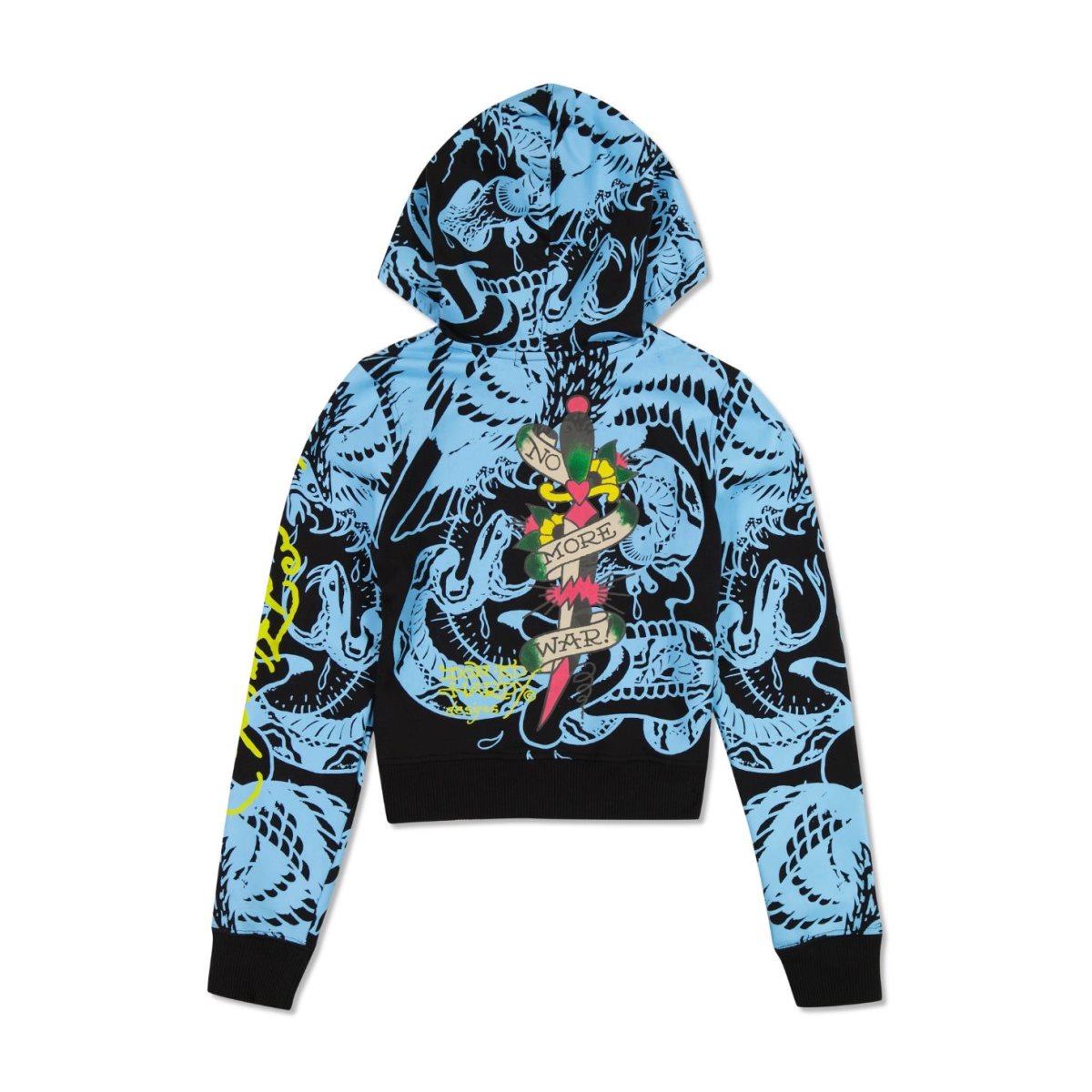 Black Ed Hardy LKS Skull Zip Cropped Fleece Hoodie | FR7083524