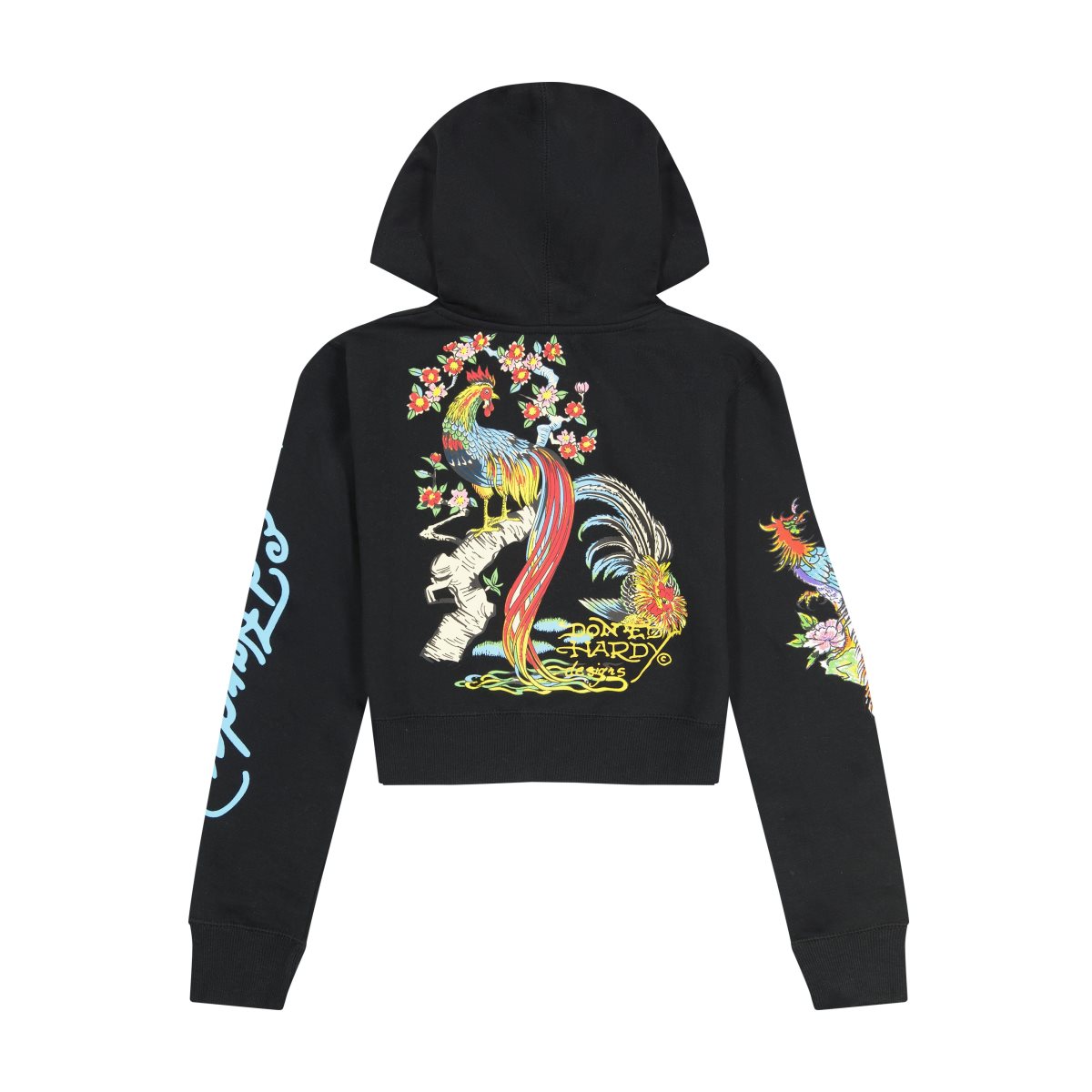 Black Ed Hardy Phoenix Cropped Hoodie | KO5164278