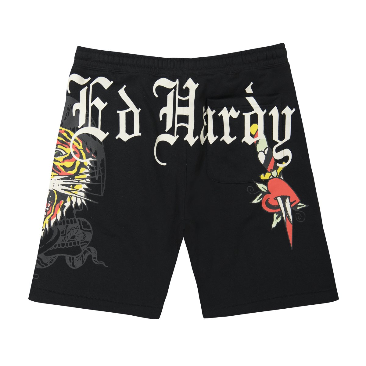 Black Ed Hardy Tiger Dagger Fleece Short | CP4172590