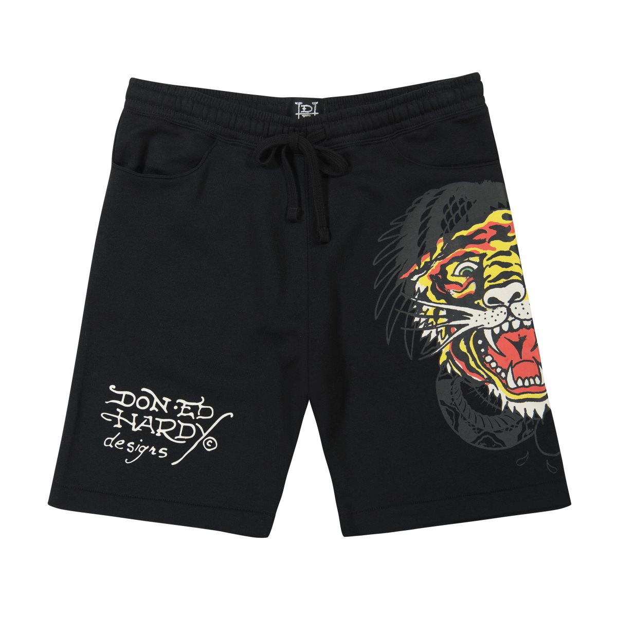 Black Ed Hardy Tiger Dagger Fleece Short | CP4172590