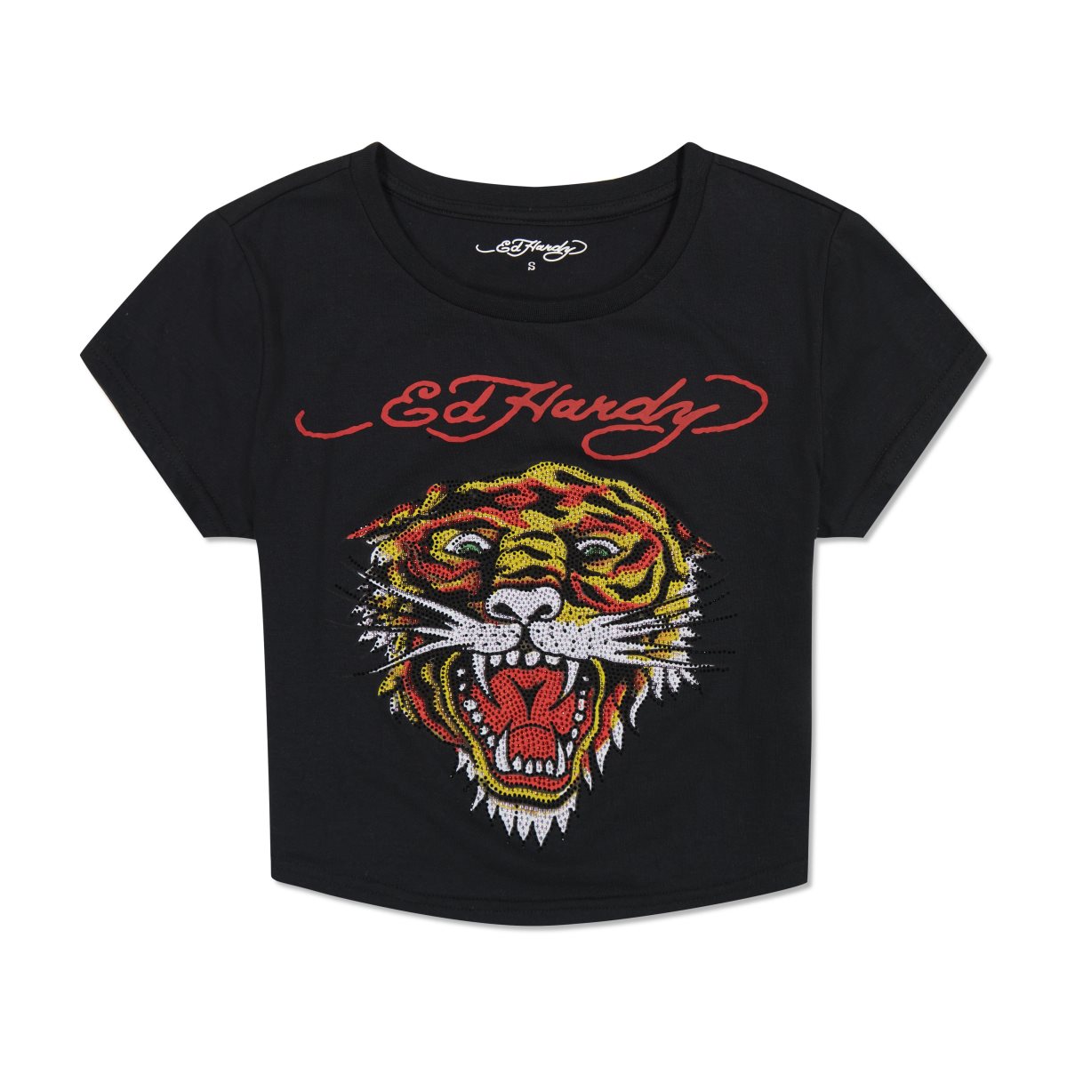 Black Ed Hardy Tiger Head Baby Tee | PW6879140