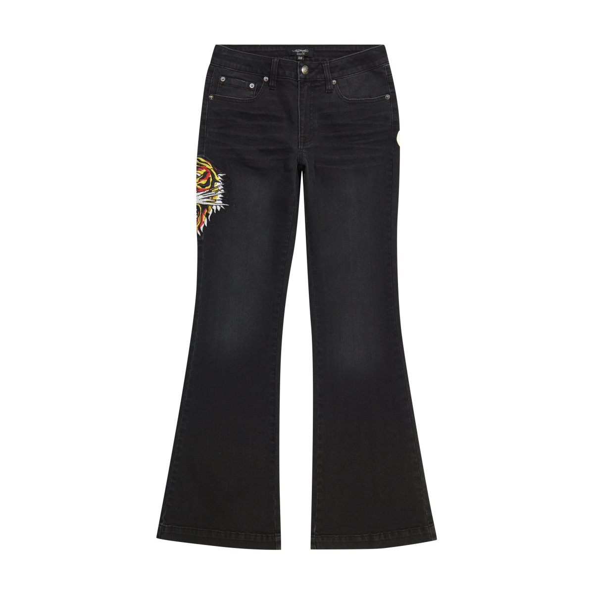 Black Ed Hardy Tiger Head Slim Flare Jean | OF8692457