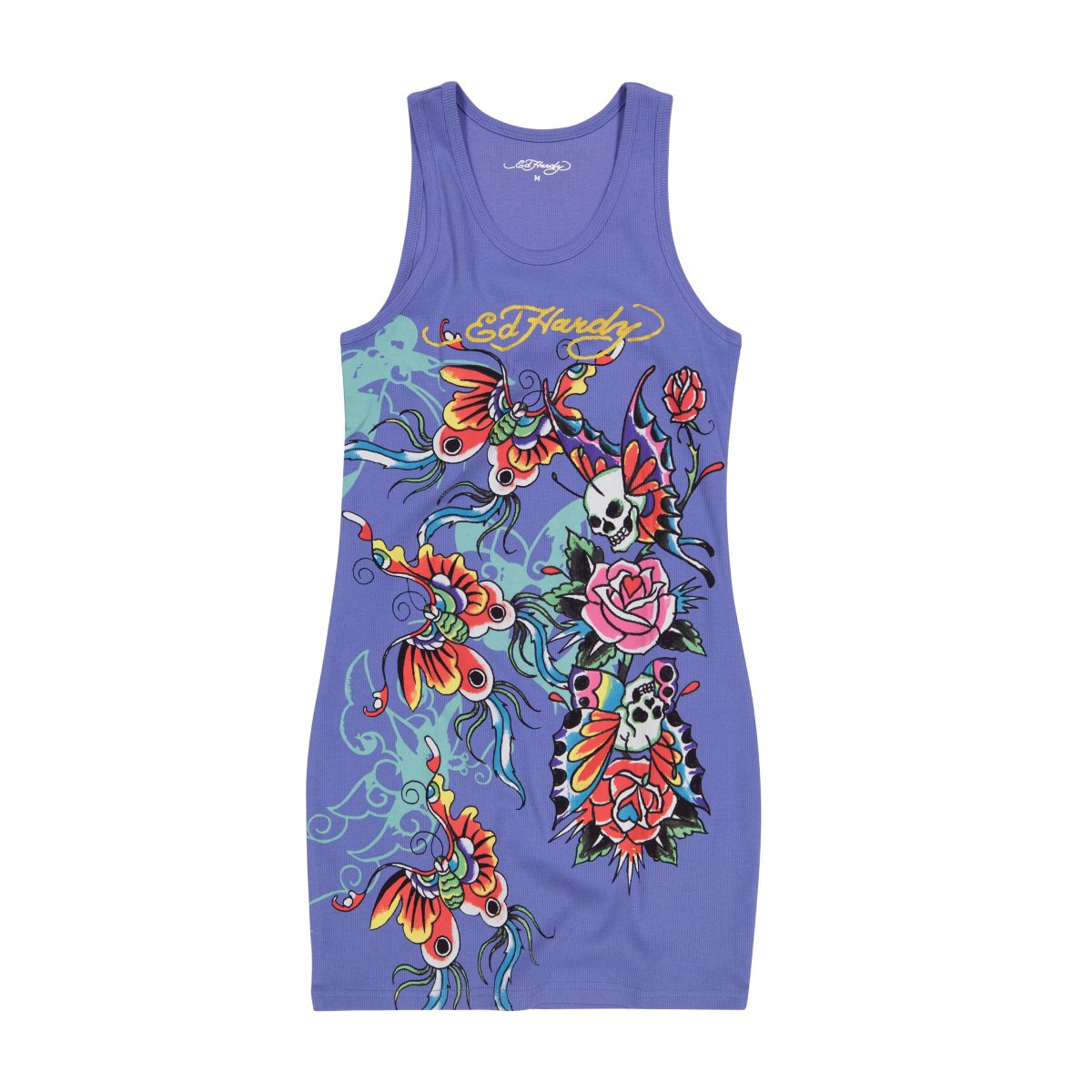 Blue Ed Hardy Butterflies Rib Tank Dress | WB9406538