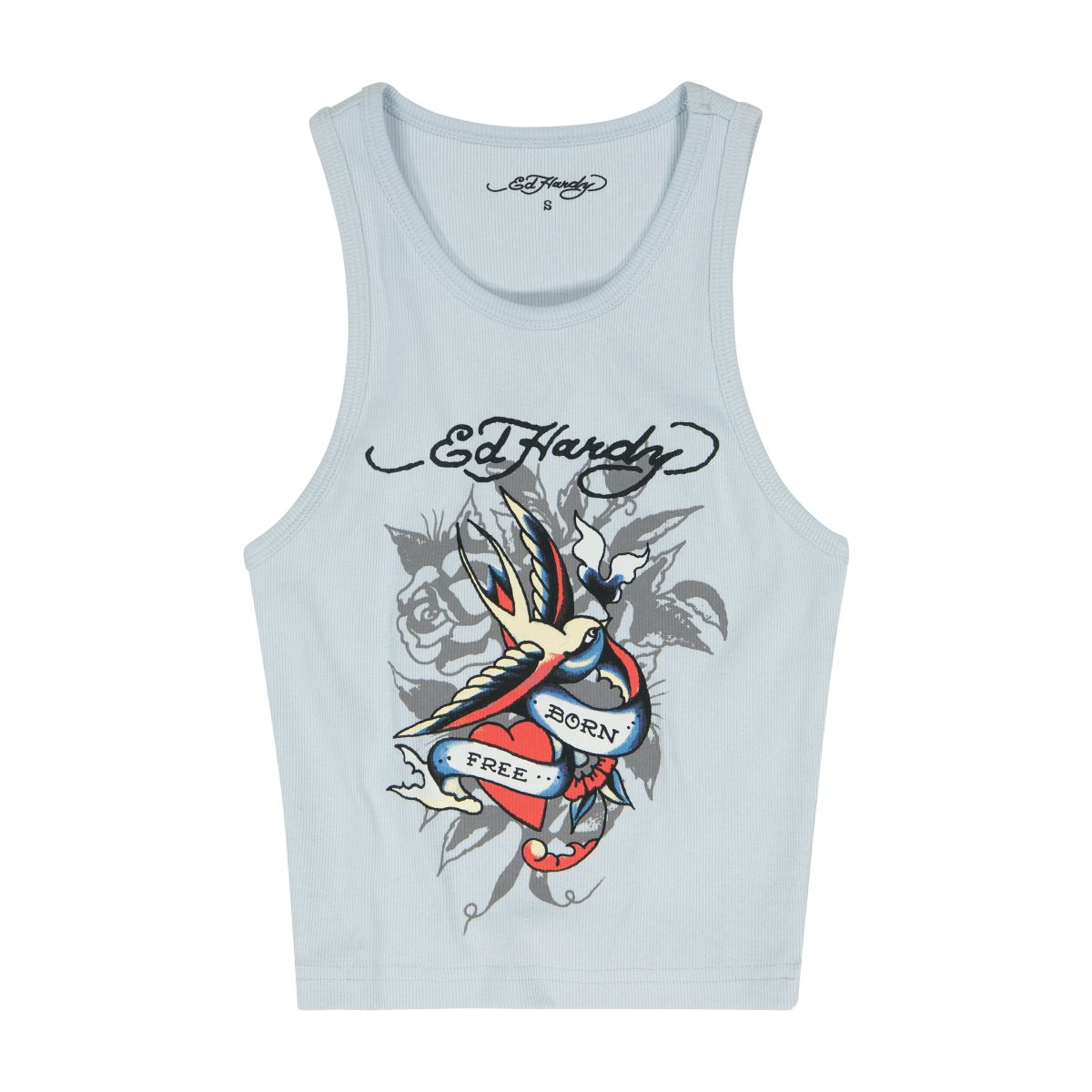 Blue Ed Hardy Swallow Rib Tank Top | IE3271804