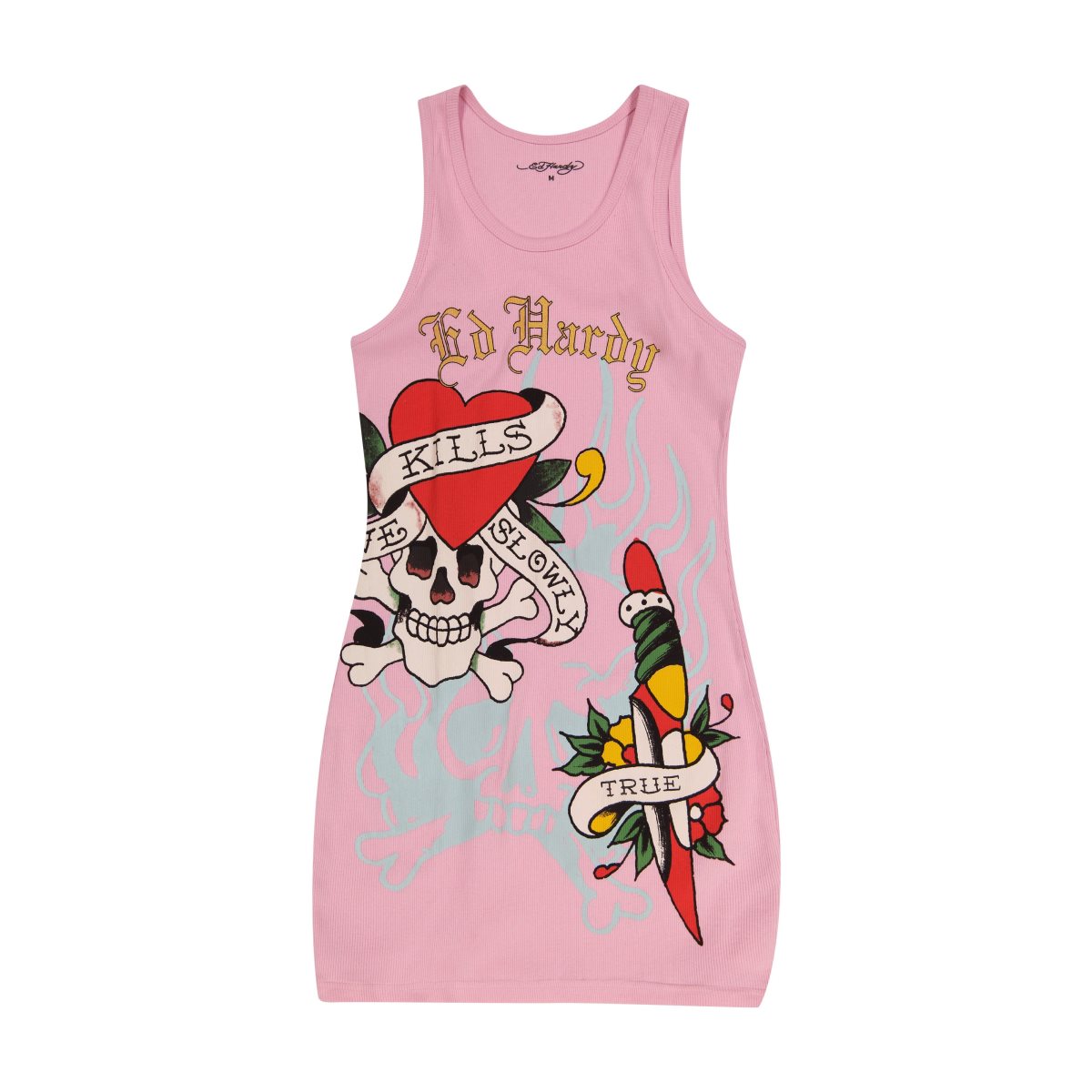 Bubblegum Ed Hardy Retro Flash Rib Tank Dress | BE2617854