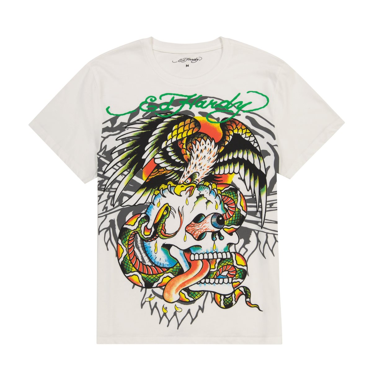 Cloud Dancer Ed Hardy Layered Tiger Battle Skull Tee | VL9148570