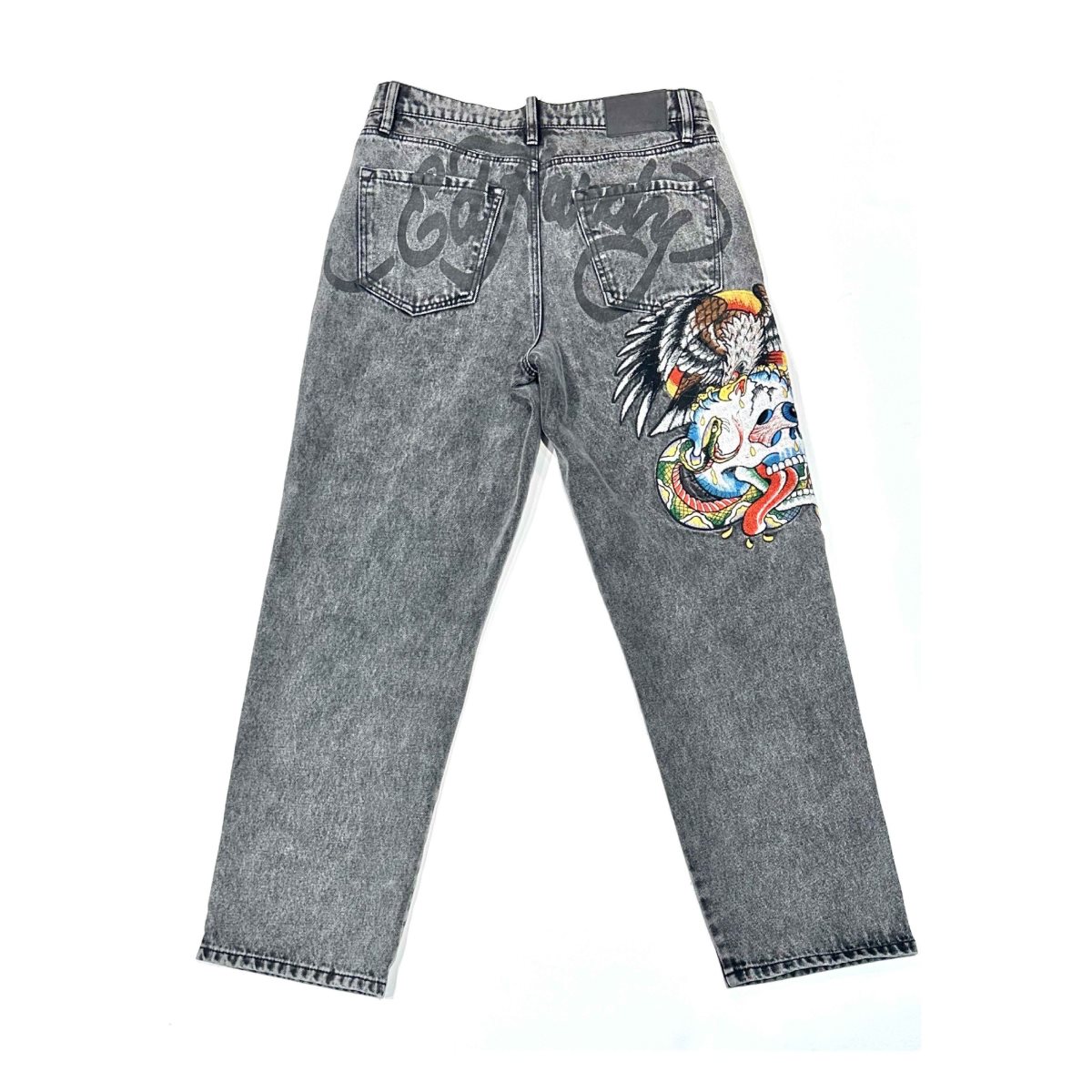 Grey Ed Hardy Battle Skull Loose Fit Jean | XH5973012