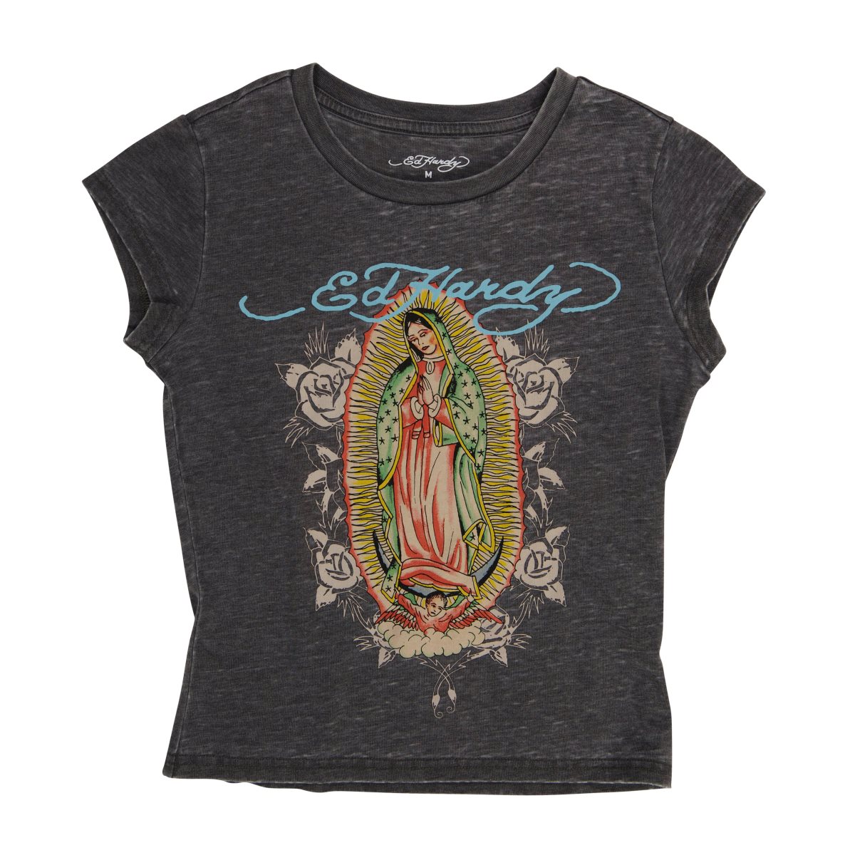 Grey Ed Hardy Mary Burnout Cap Sleeve Tee | IR5479231