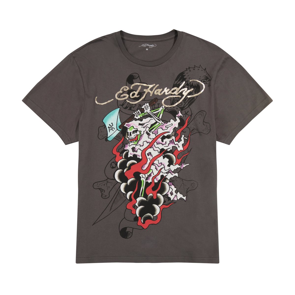 Grey Ed Hardy Reaper Mens Tee | CX8910234