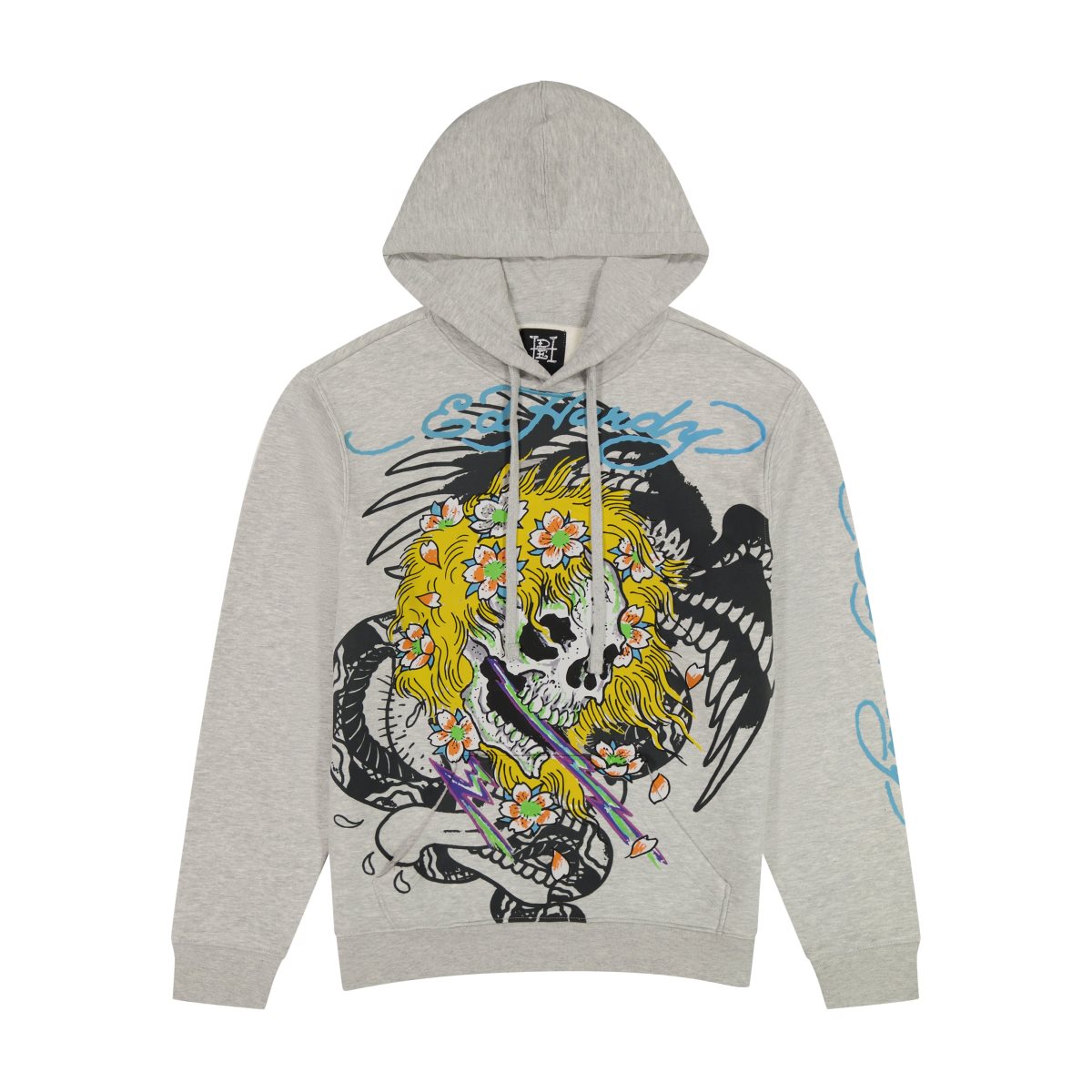 Grey Ed Hardy Yellow Hair Skull Heather Grey Pullover Hoodie | XH4593670