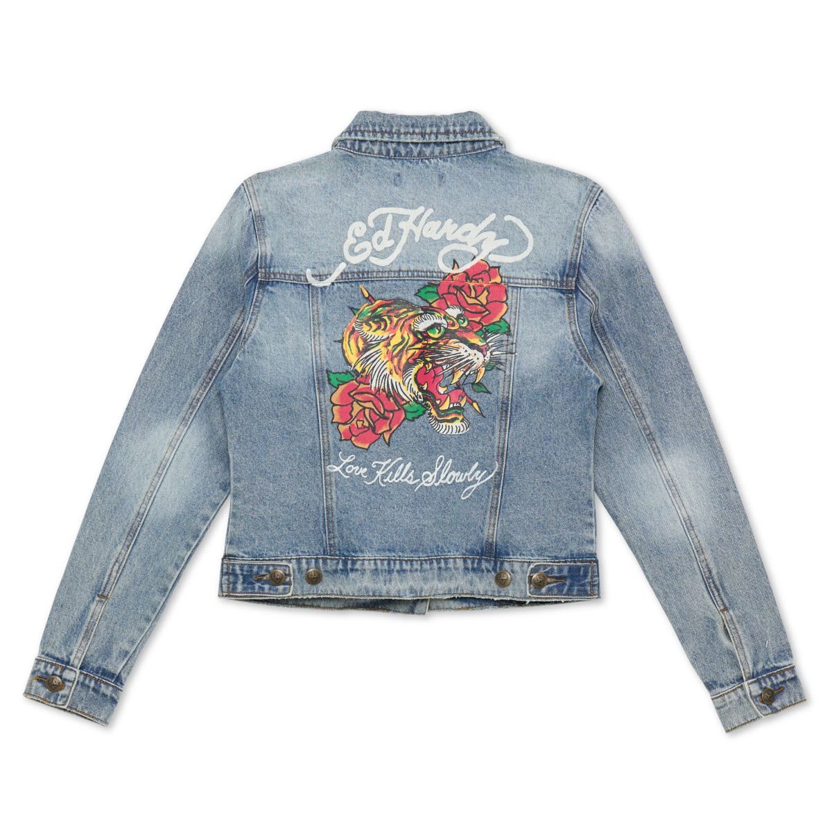 Light Acid Ed Hardy Screaming Tiger Denim Jacket | PQ5102893