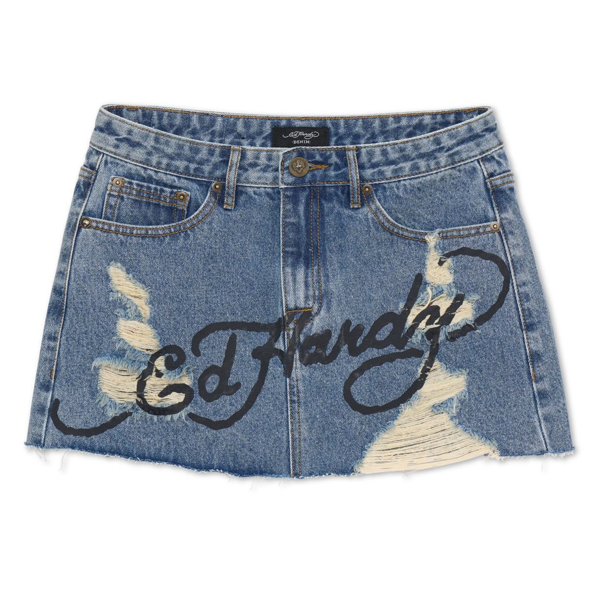 Light Acid Ed Hardy Screaming Tigers Denim Skirt | MQ9857304