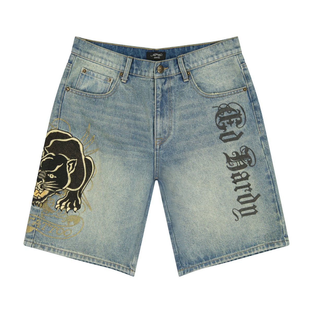 Light Tint Ed Hardy Crouching Panther Skater Shorts | LV3249061