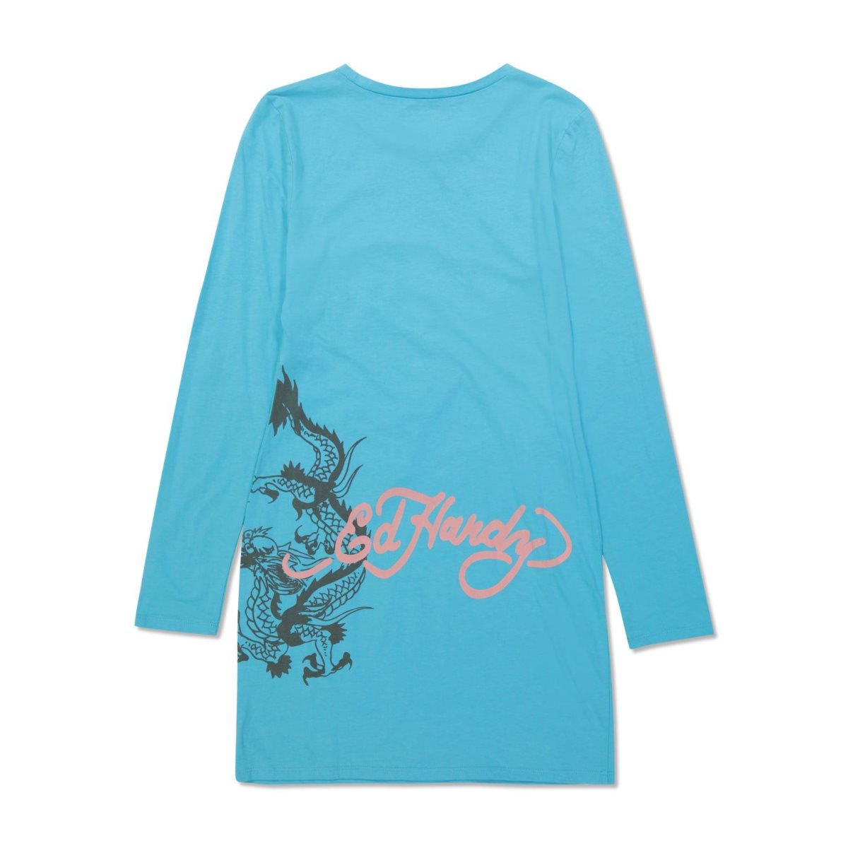 Light Turquoise Ed Hardy Battle Skull Baby Tee Long Sleeve Dress | KW6495183