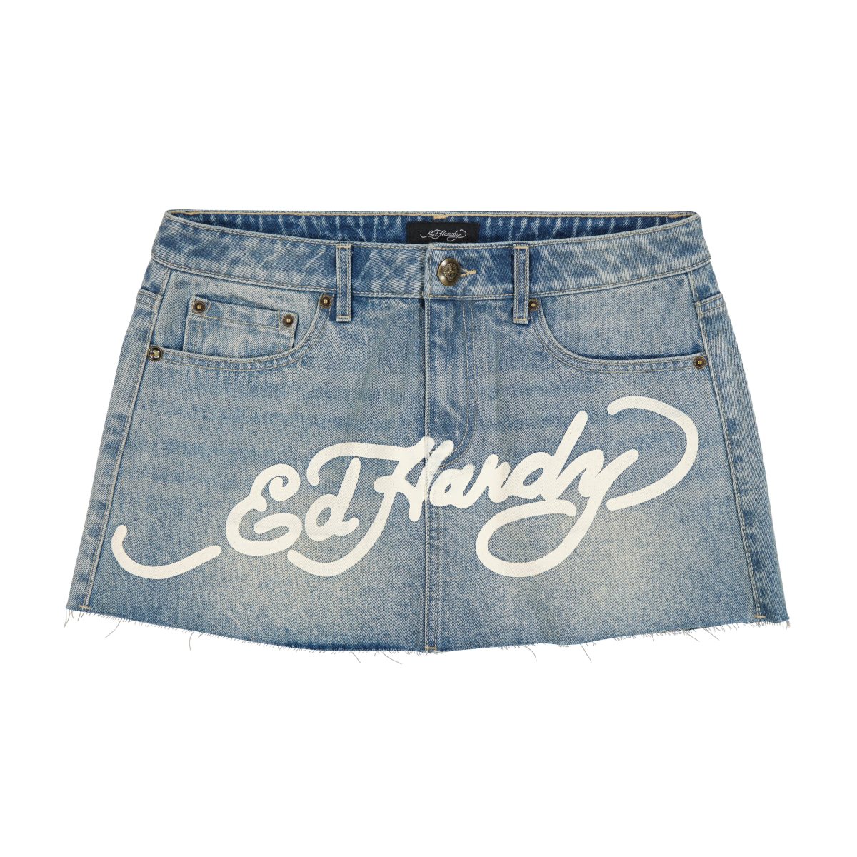 Light Wash Ed Hardy Dragon Denim Mini Skirt | DU9504378