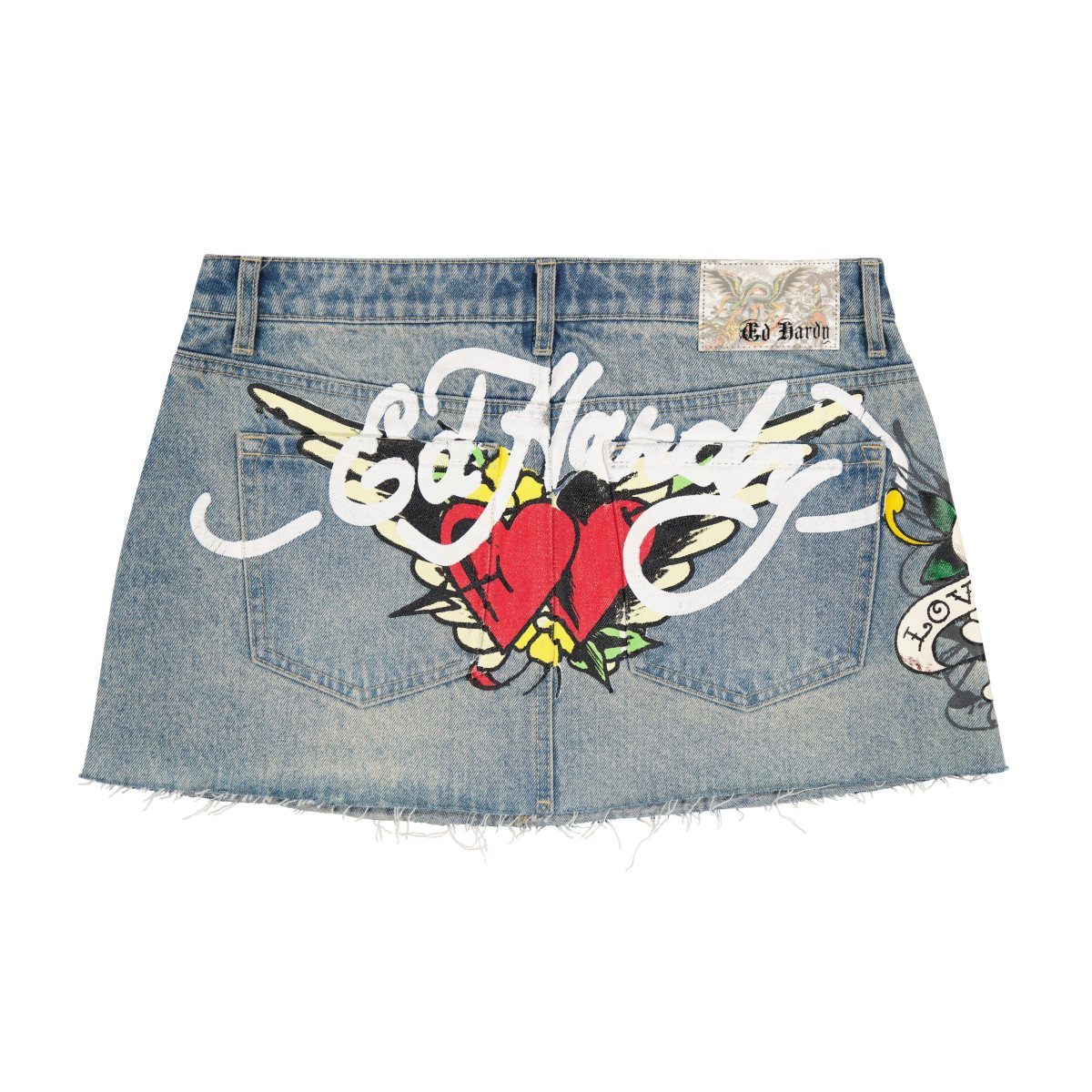 Light Wash Ed Hardy LKS Skull Denim Mini Skirt | RD8941023