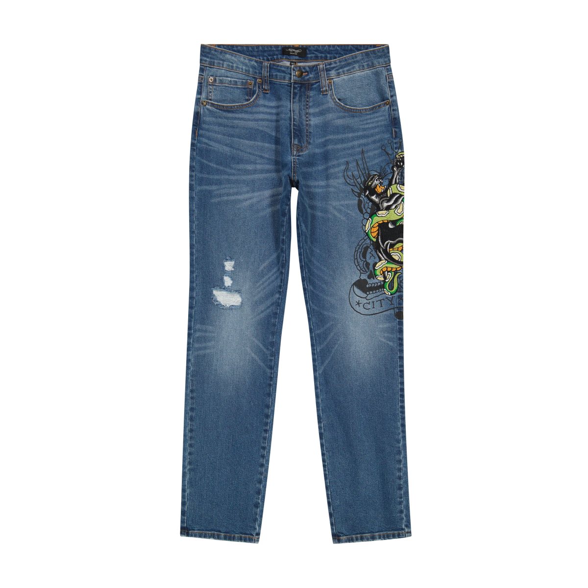 Medium Tint Ed Hardy Panther Snake Slim Taper Jean | RS1263084