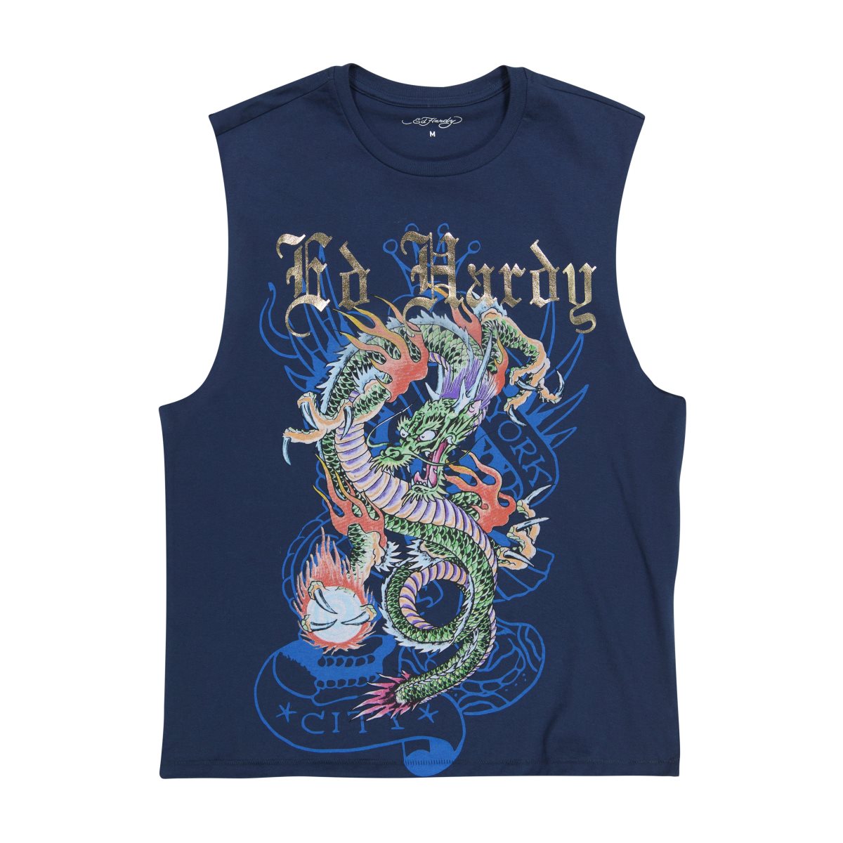 Midnight Ed Hardy Dragon Mens Cut Off Tee | CL0738954