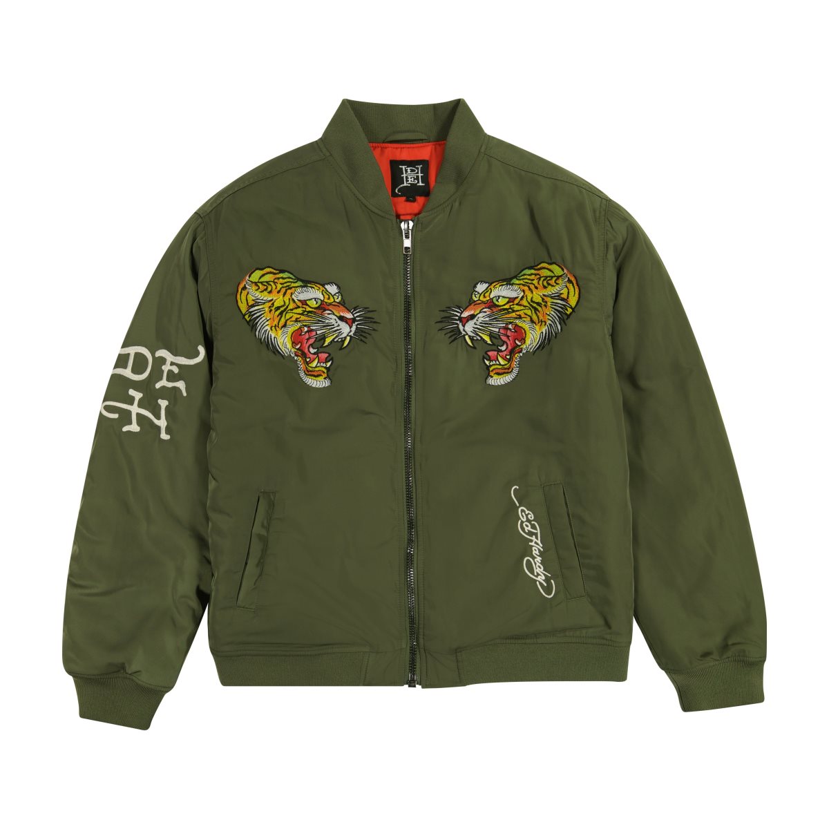 Olive Ed Hardy NYC Skull Bomber Jacket | IJ1859273