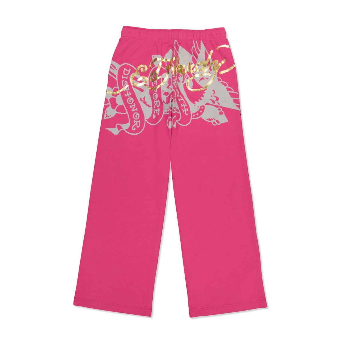 Pink Ed Hardy Tiger Crown Fleece Sweatpants | RS9753826